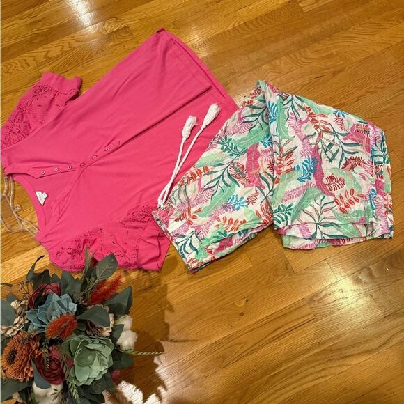 Cynthia Rowley 100% Linen Floral Pants - L - Picture 8 of 9